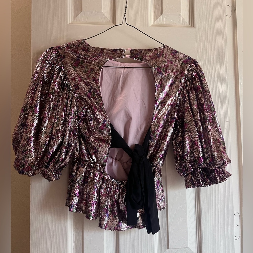 Sister Jane Pink and Silver Sequin Blouse - Picture 2 of 4